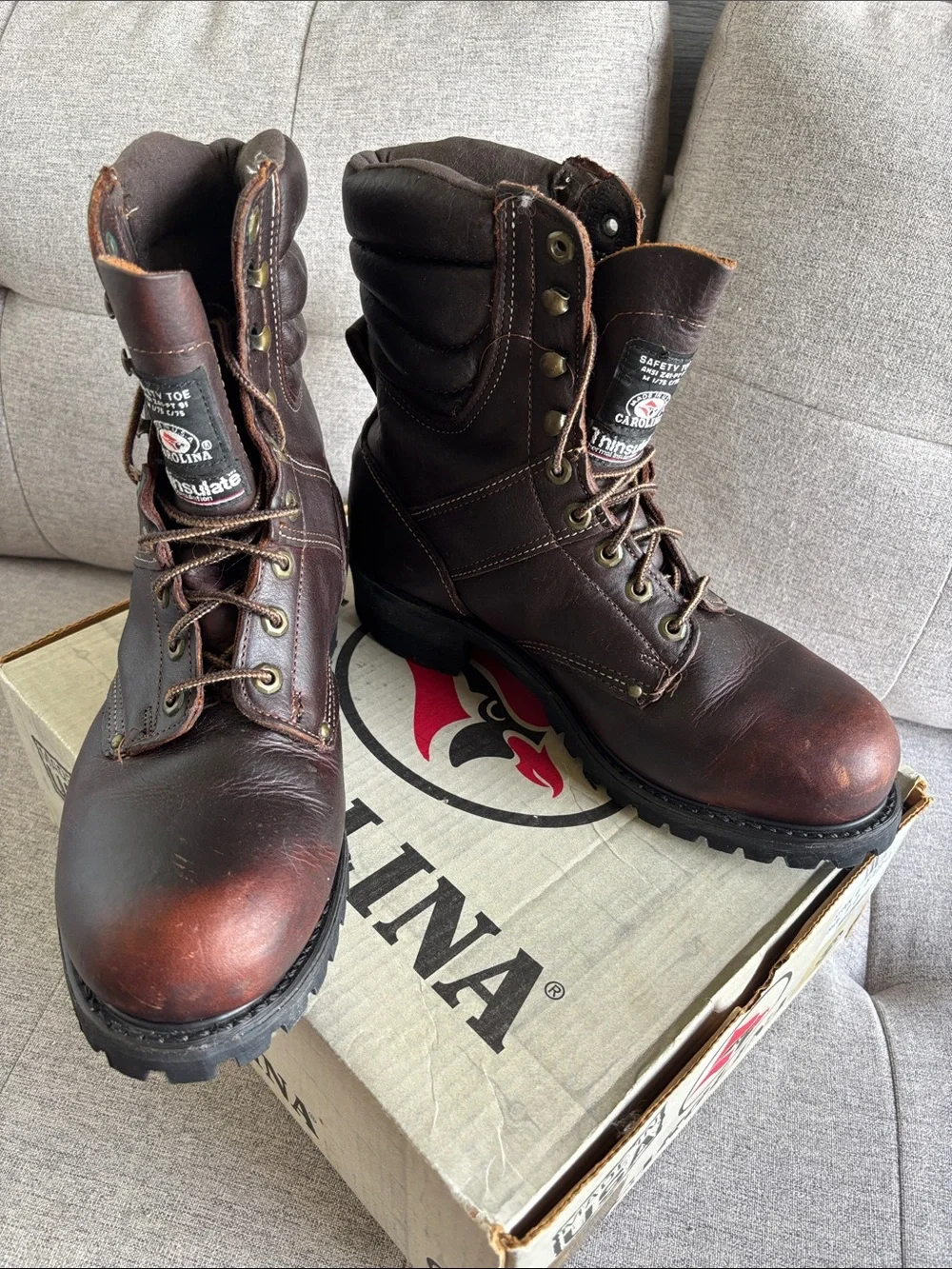 Carolina Men's Brown Leather Insulated Work Boots. Sz 9D. New in box.Made in USA